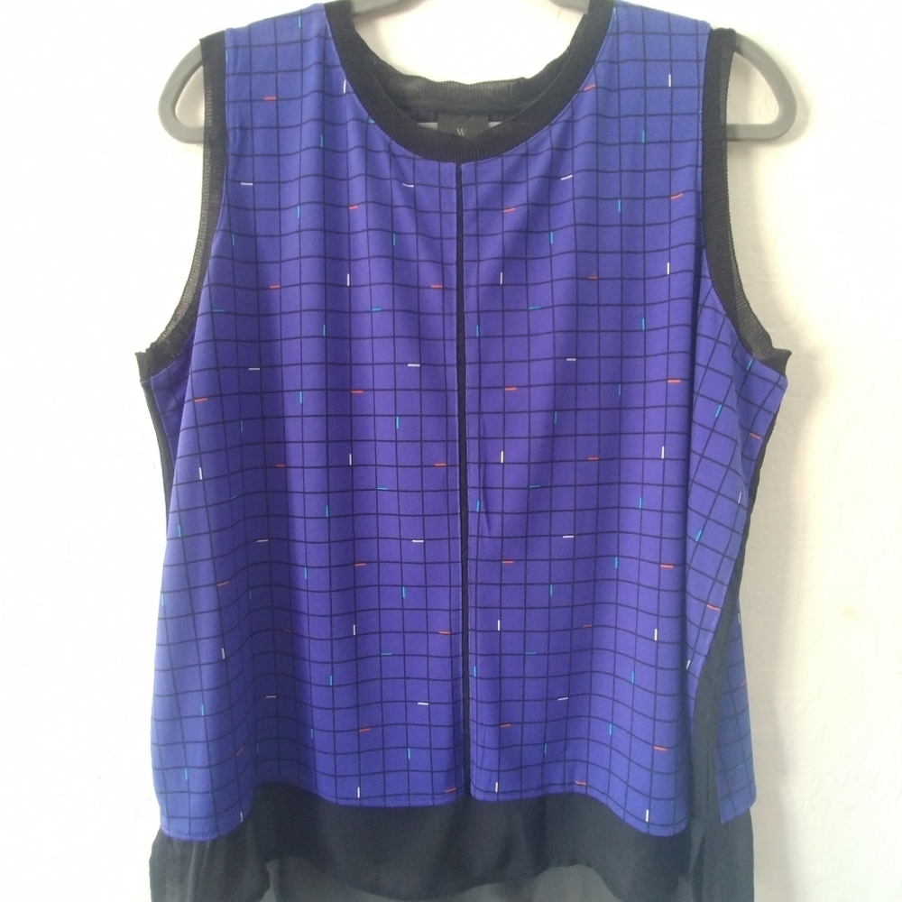 Women Sleeveless Blue Top Size Xl